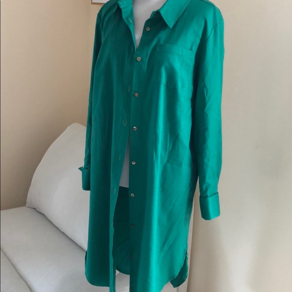 European designer long sleeve cuffed shirt dress - Picture 7 of 8
